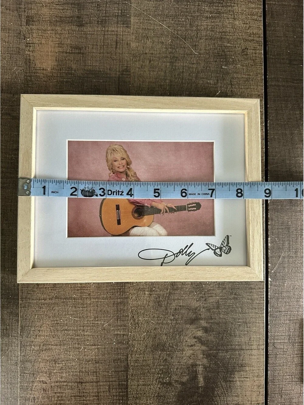 Dolly Parton 4x6 Wood Picture Frame Pink Guitar Butterfly Printed Signature